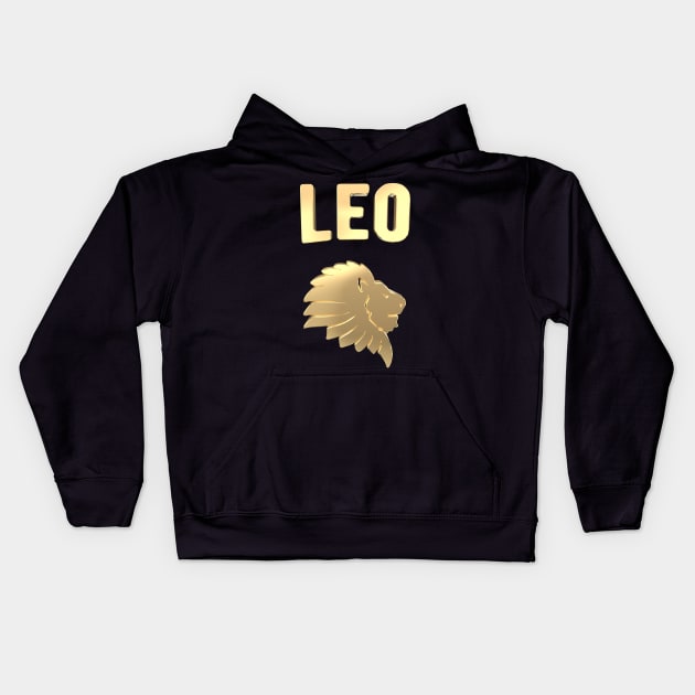 Gold Zodiac Sign Leo Born in August Gift Kids Hoodie by HappyGiftArt
